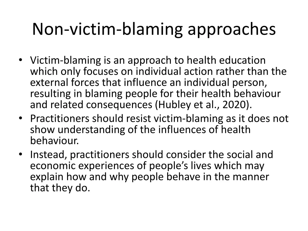 non victim blaming approaches