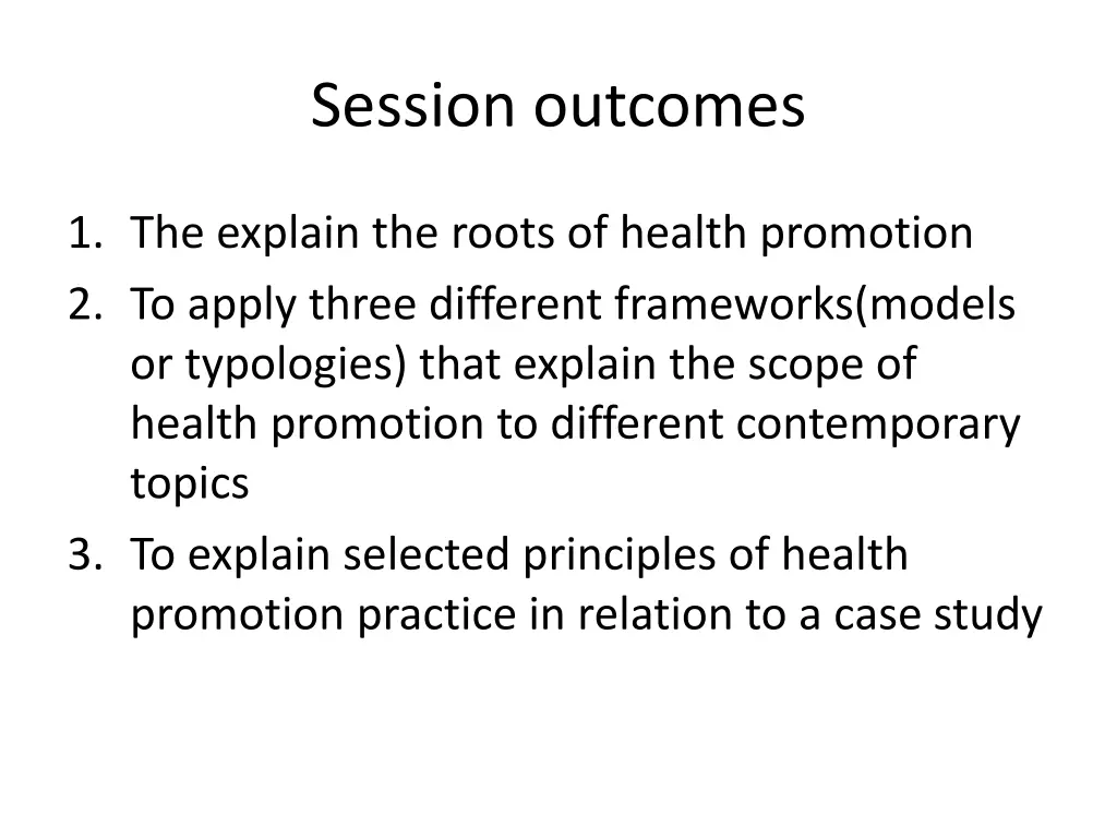 session outcomes