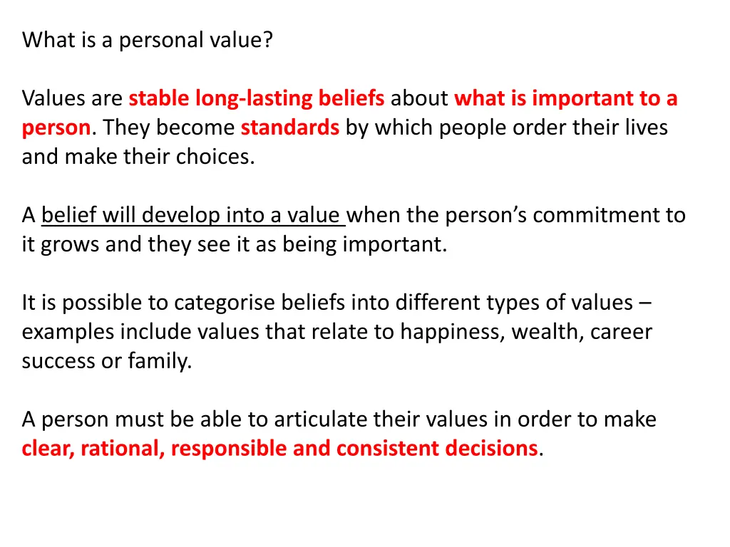 what is a personal value