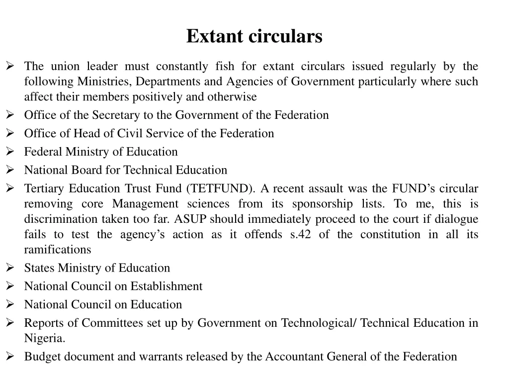 extant circulars