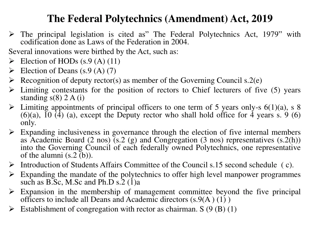 the federal polytechnics amendment act 2019