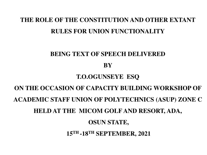 the role of the constitution and other extant