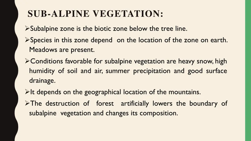 sub alpine vegetation