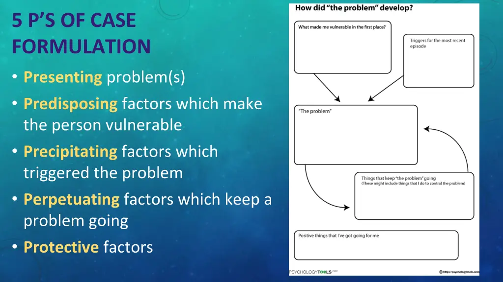 5 p s of case formulation presenting problem