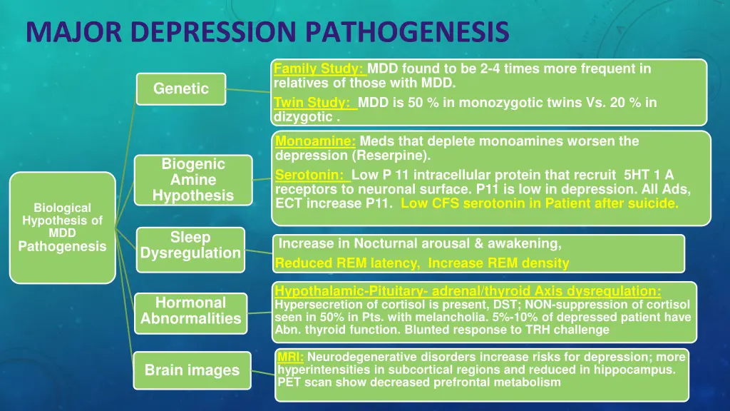 major depression pathogenesis