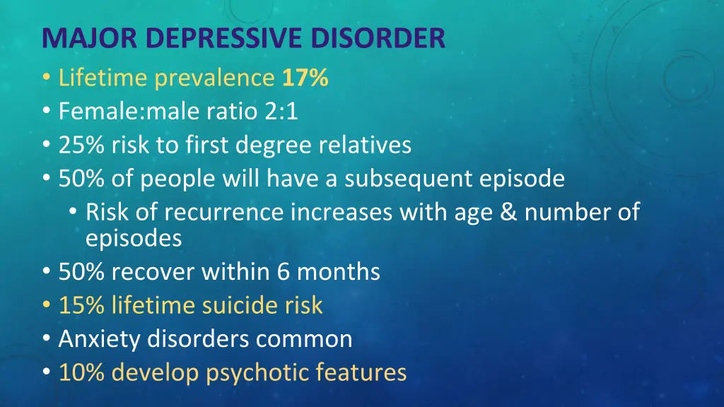 major depressive disorder lifetime prevalence