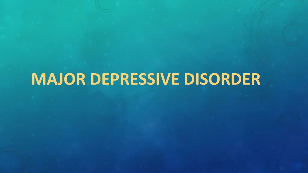 major depressive disorder