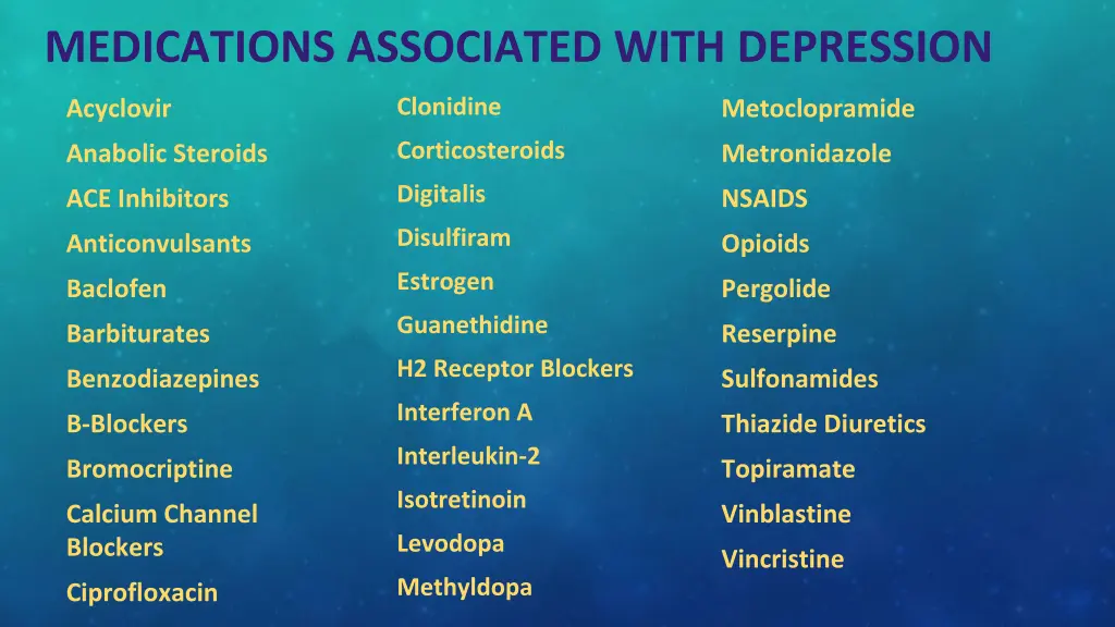 medications associated with depression