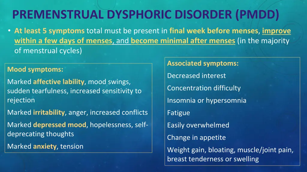 premenstrual dysphoric disorder pmdd at least