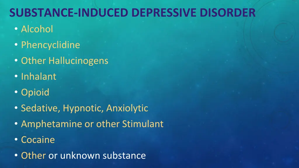 substance induced depressive disorder alcohol