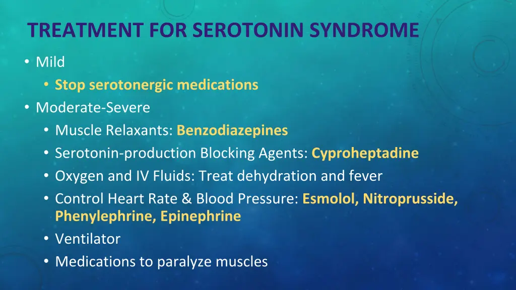 treatment for serotonin syndrome