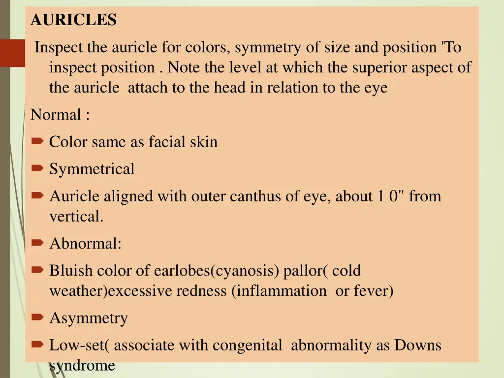 auricles inspect the auricle for colors symmetry