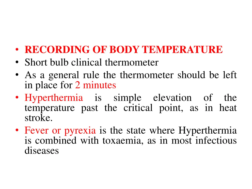 recording of body temperature short bulb clinical