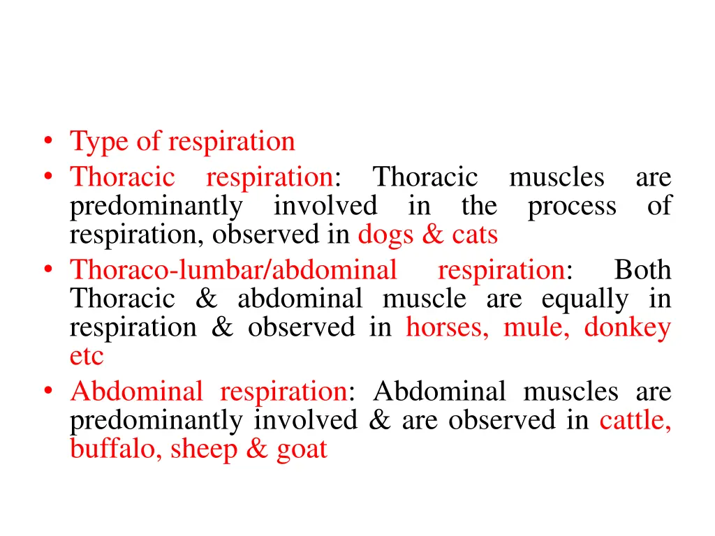 type of respiration thoracic respiration thoracic