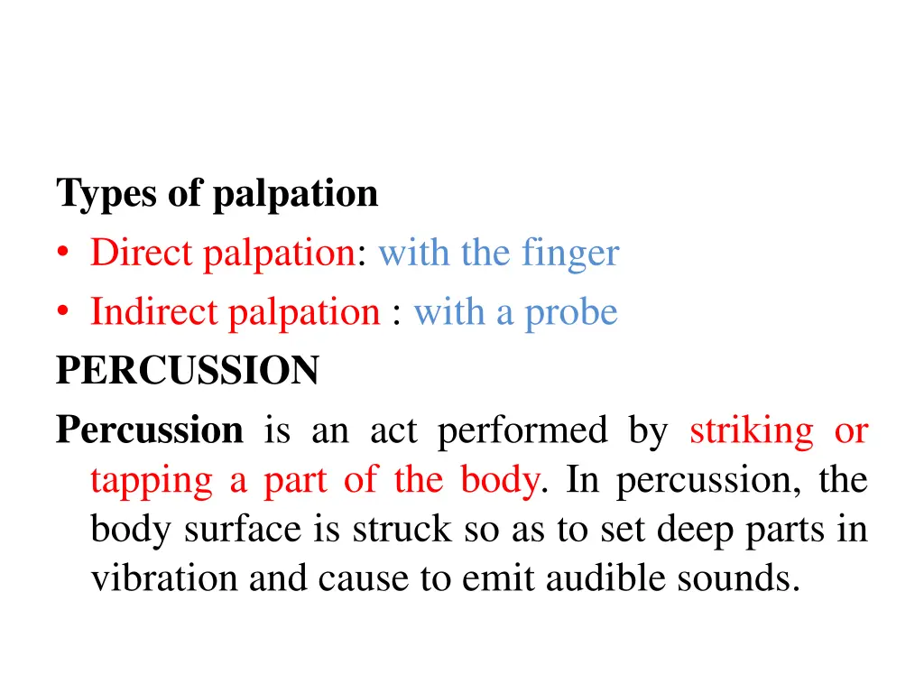 types of palpation direct palpation with