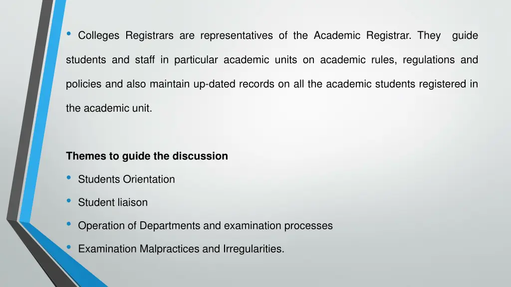 colleges registrars are representatives