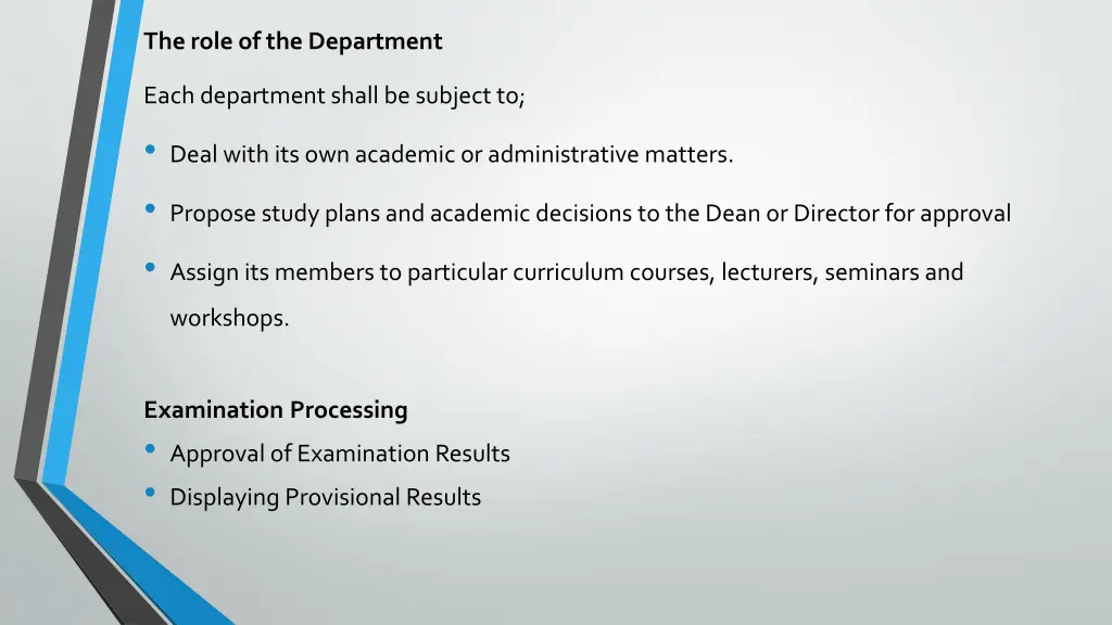 the role of the department