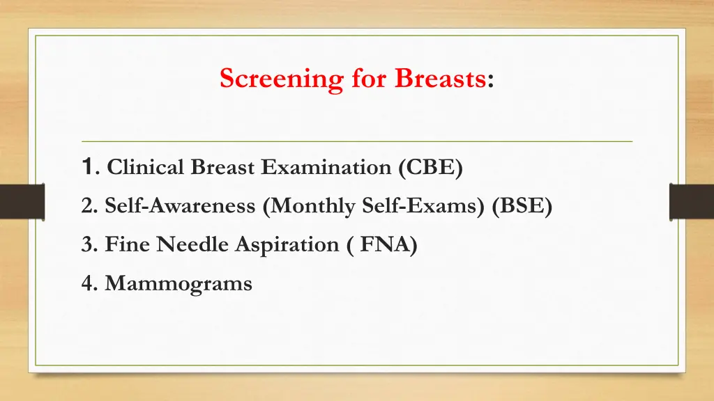 screening for breasts