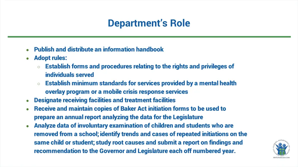 department s role