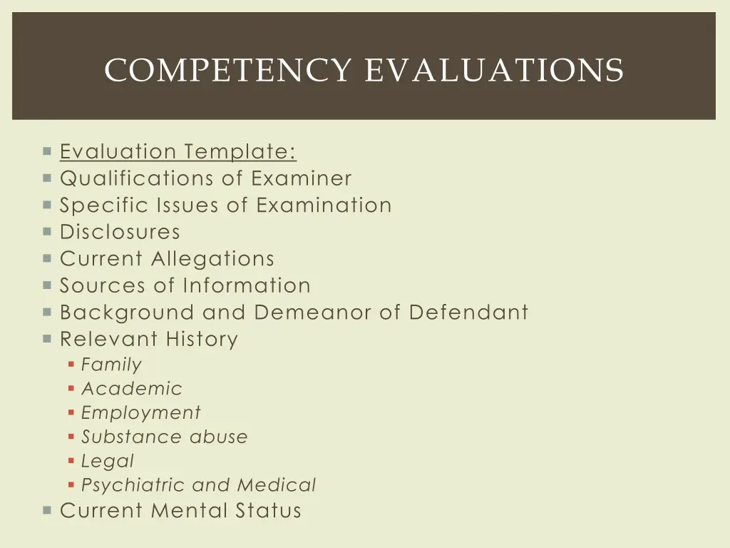 competency evaluations