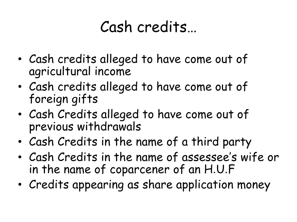 cash credits 1