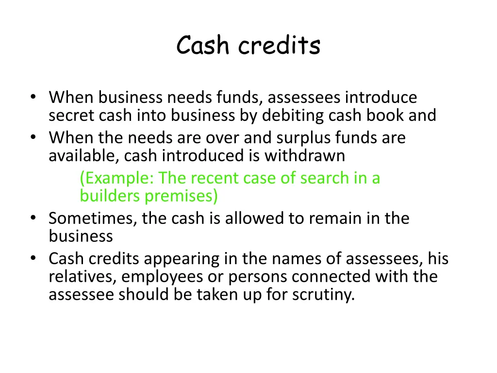 cash credits