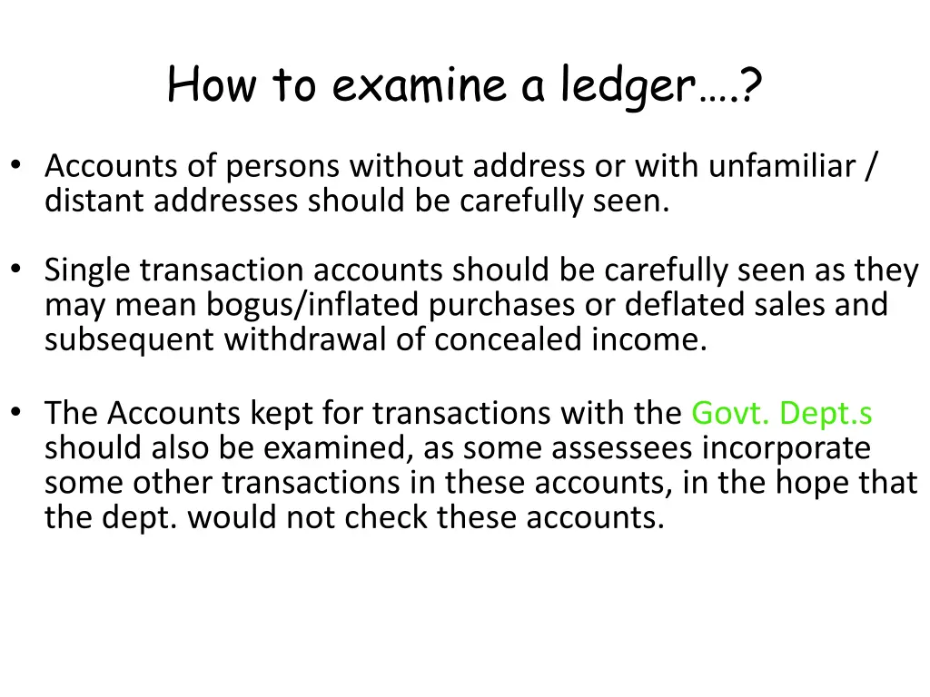 how to examine a ledger 1