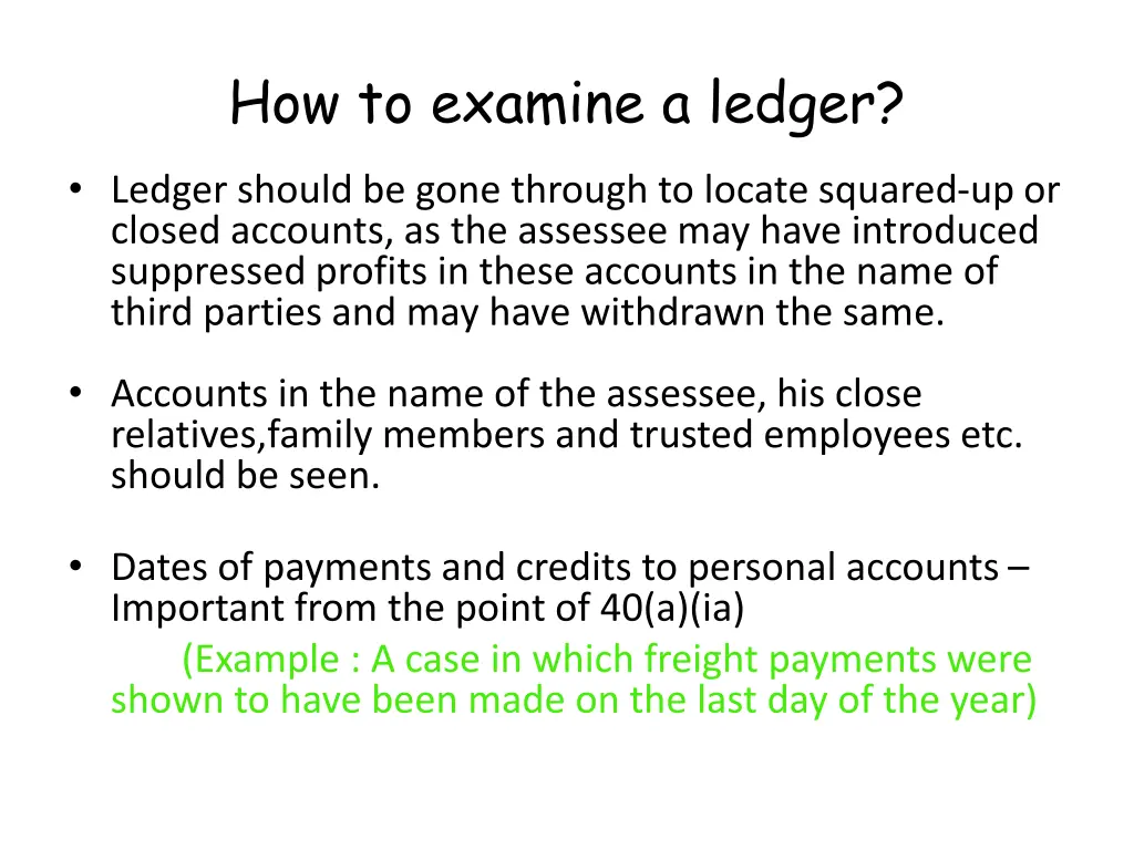 how to examine a ledger