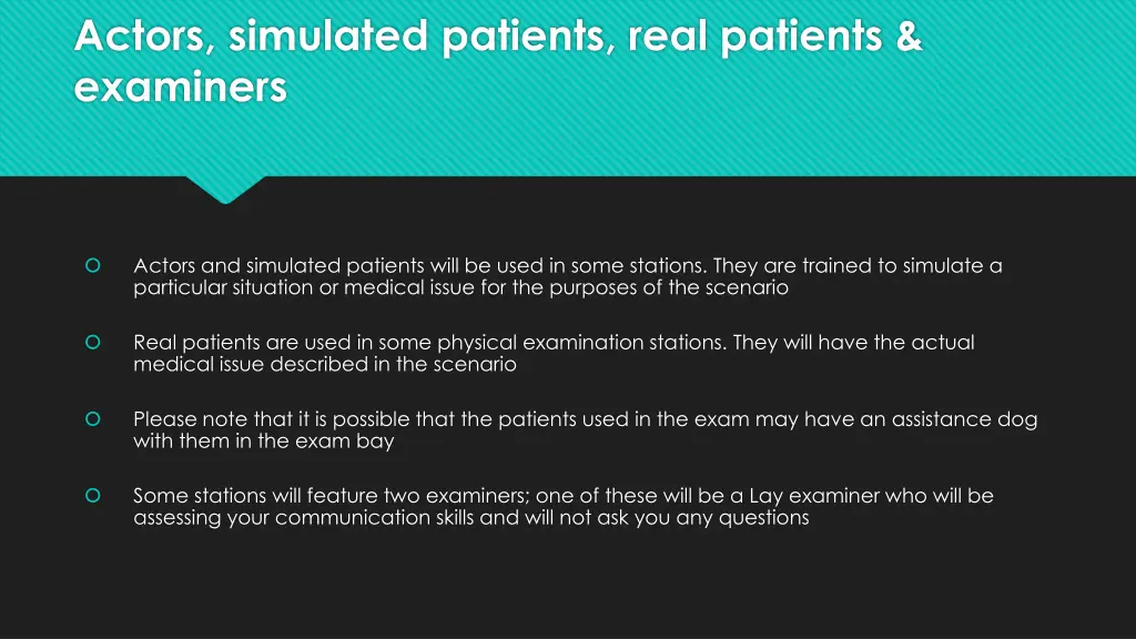 actors simulated patients real patients examiners