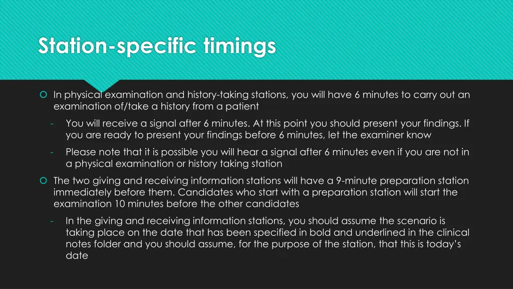 station specific timings