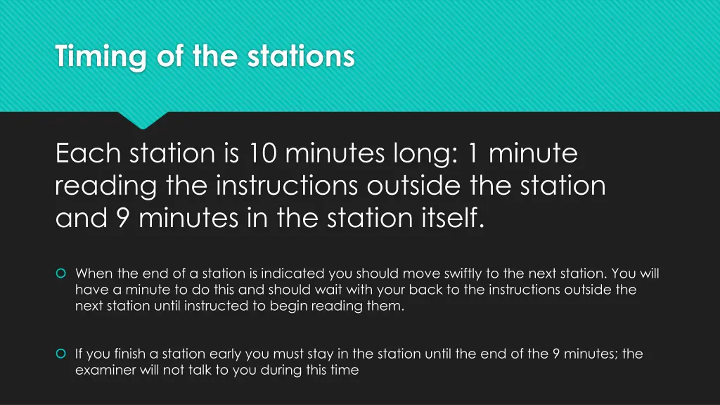 timing of the stations