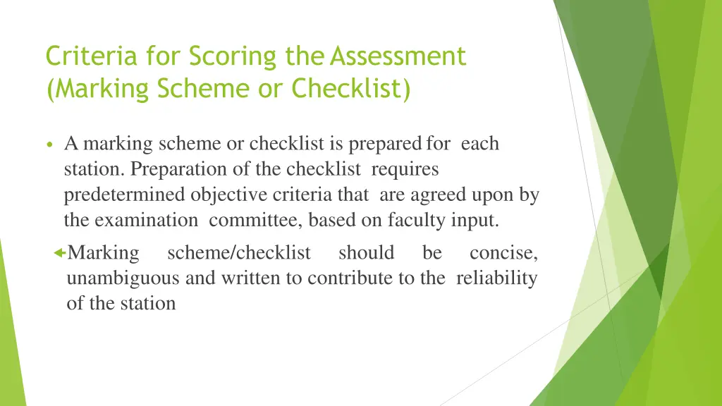 criteria for scoring theassessment marking scheme