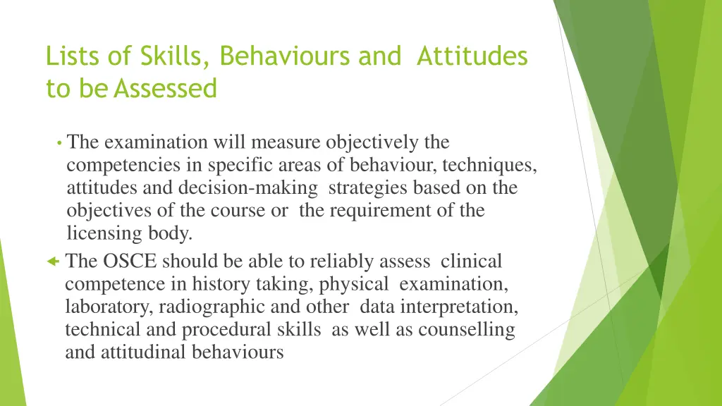 lists of skills behaviours and attitudes