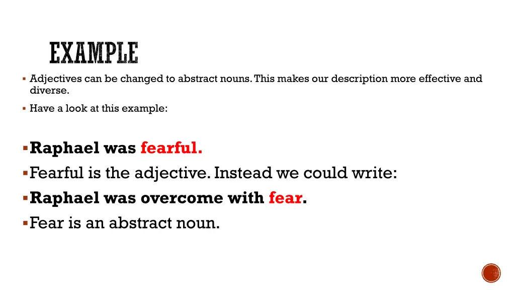 example adjectives can be changed to abstract