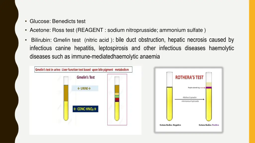 glucose benedicts test acetone ross test reagent