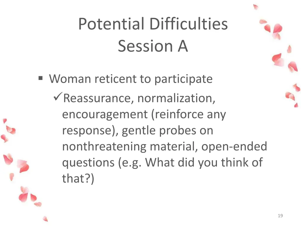 potential difficulties session a 1