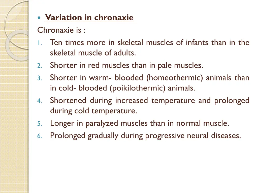 variation in chronaxie chronaxie is ten times