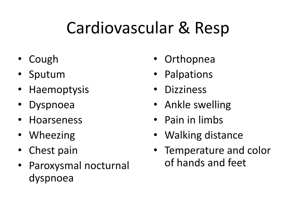 cardiovascular resp