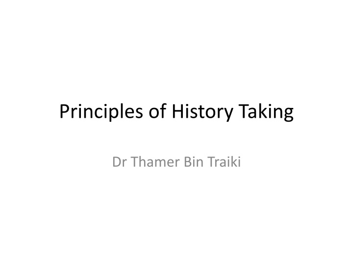 principles of history taking