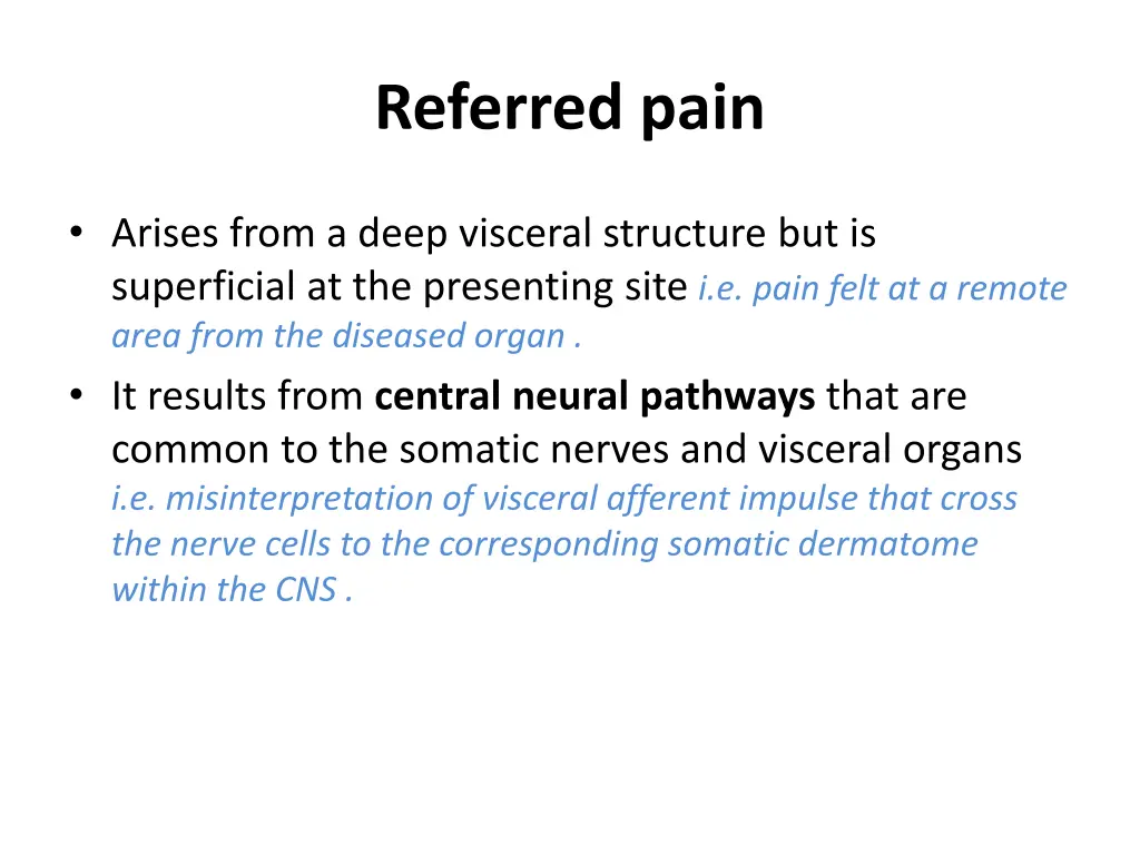 referred pain