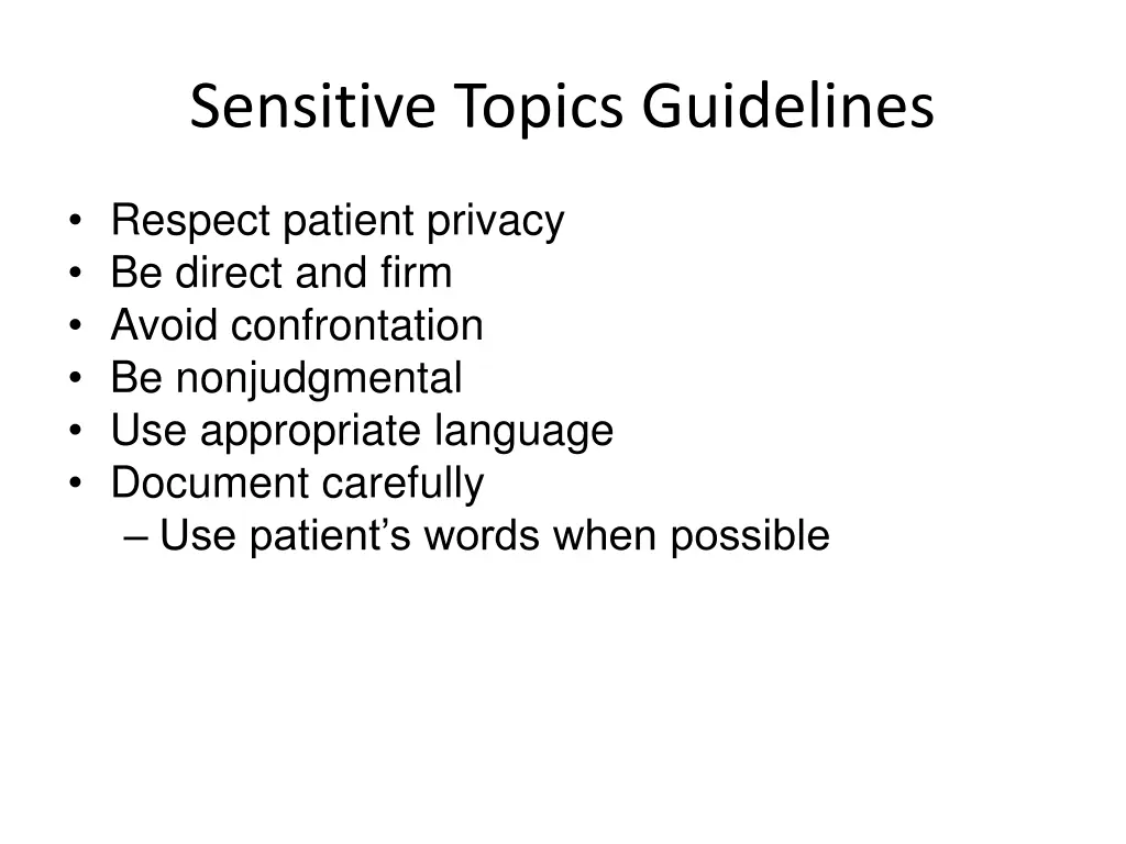 sensitive topics guidelines