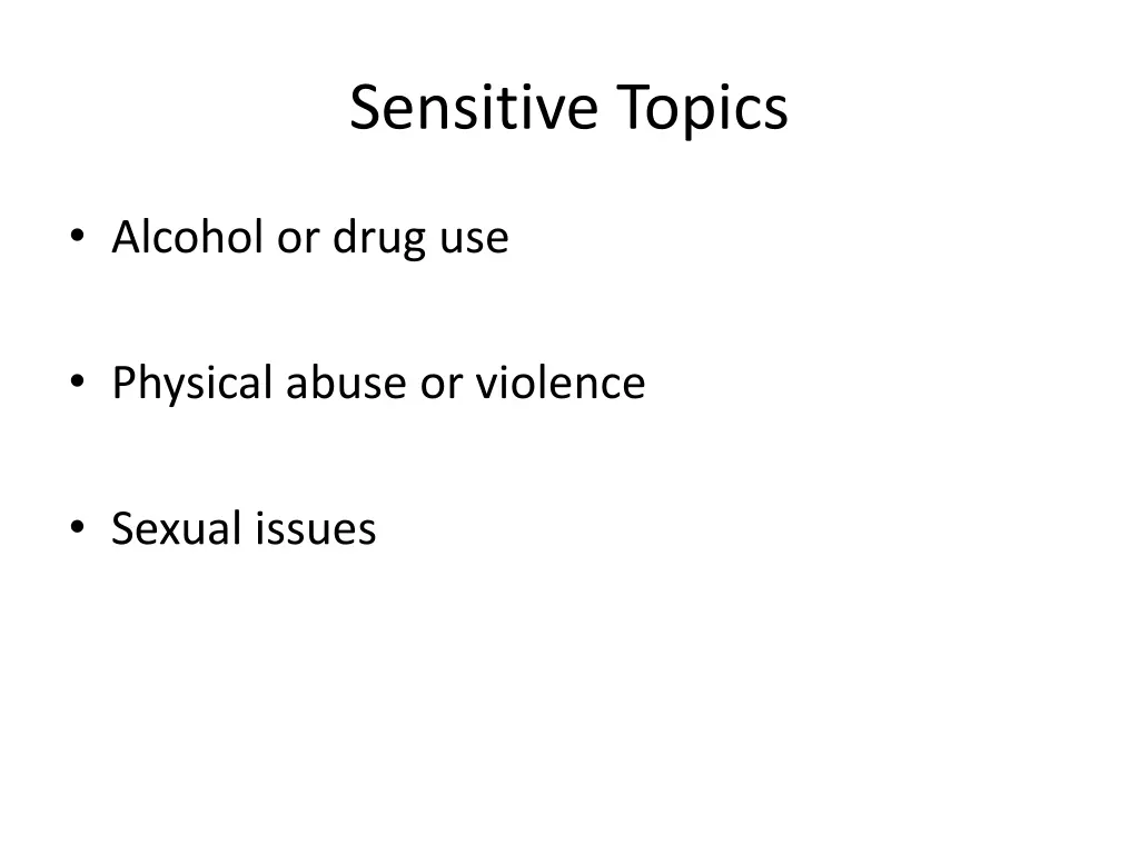 sensitive topics