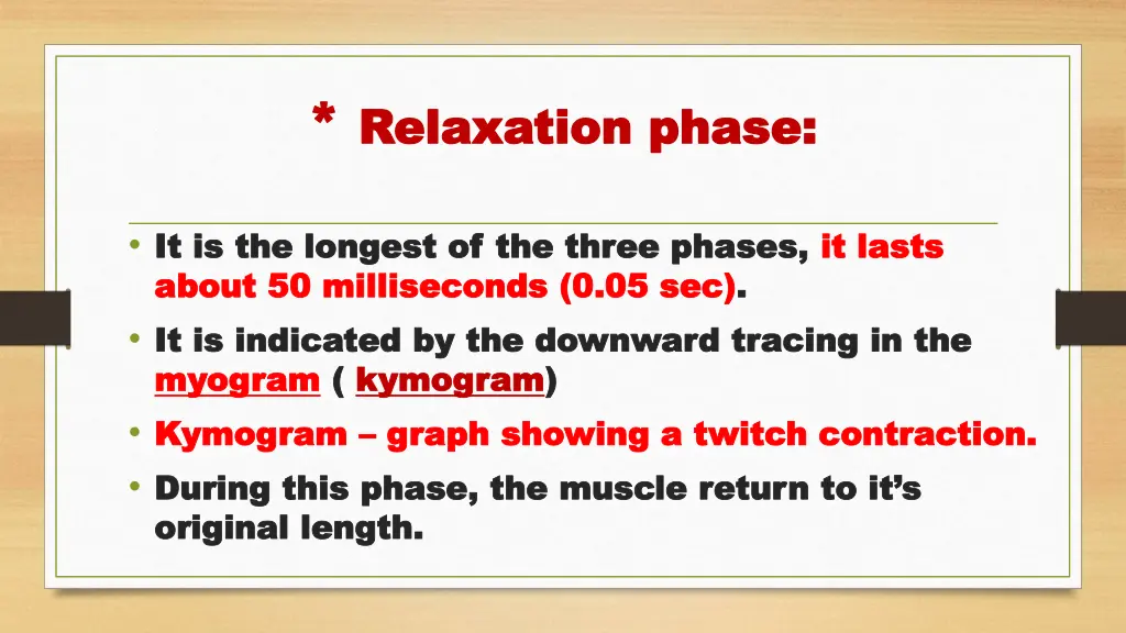 relaxation phase relaxation phase