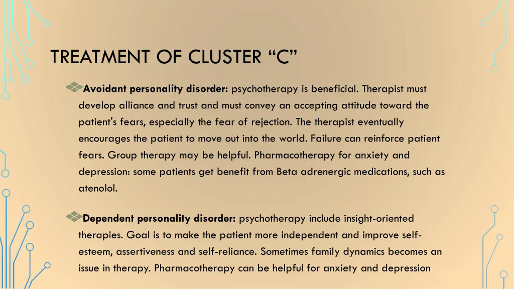 treatment of cluster c