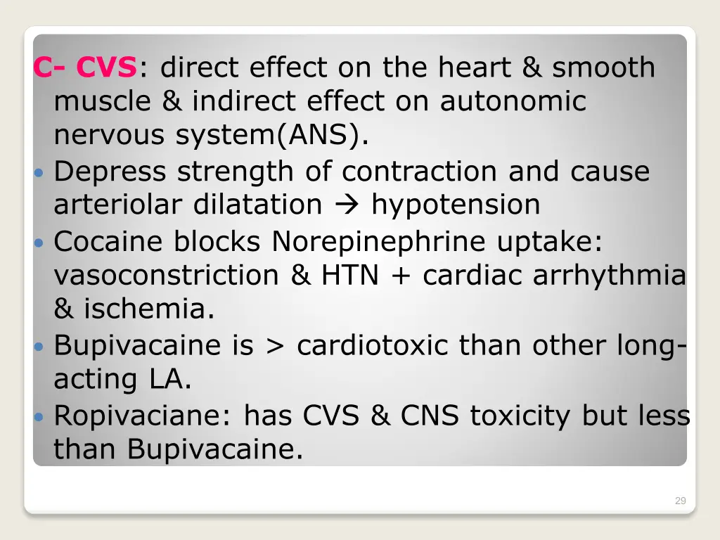 c cvs direct effect on the heart smooth muscle