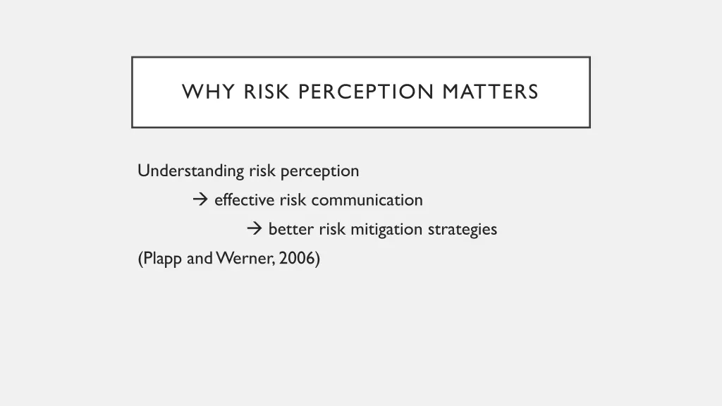 why risk perception matters