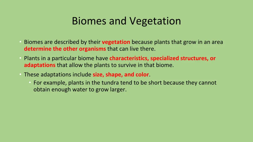 biomes and vegetation