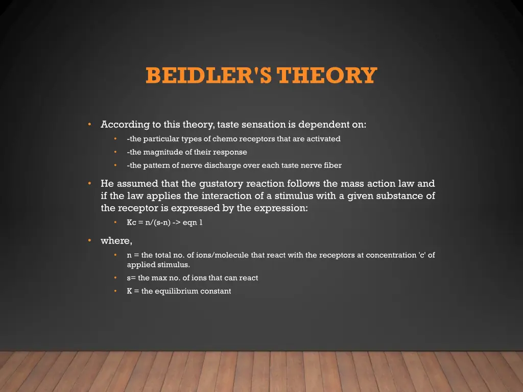 beidler s theory