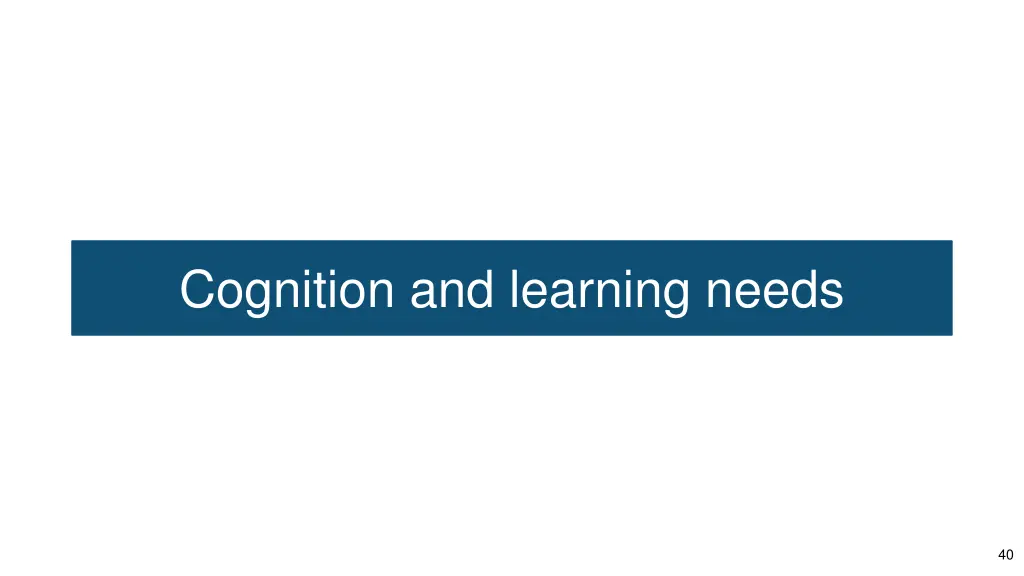 cognition and learning needs