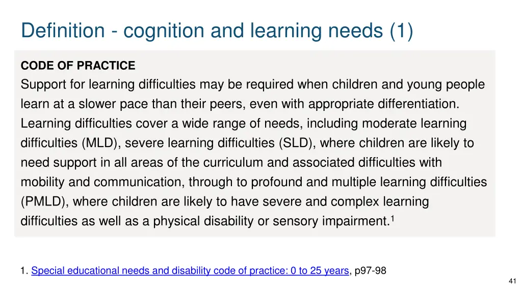 definition cognition and learning needs 1